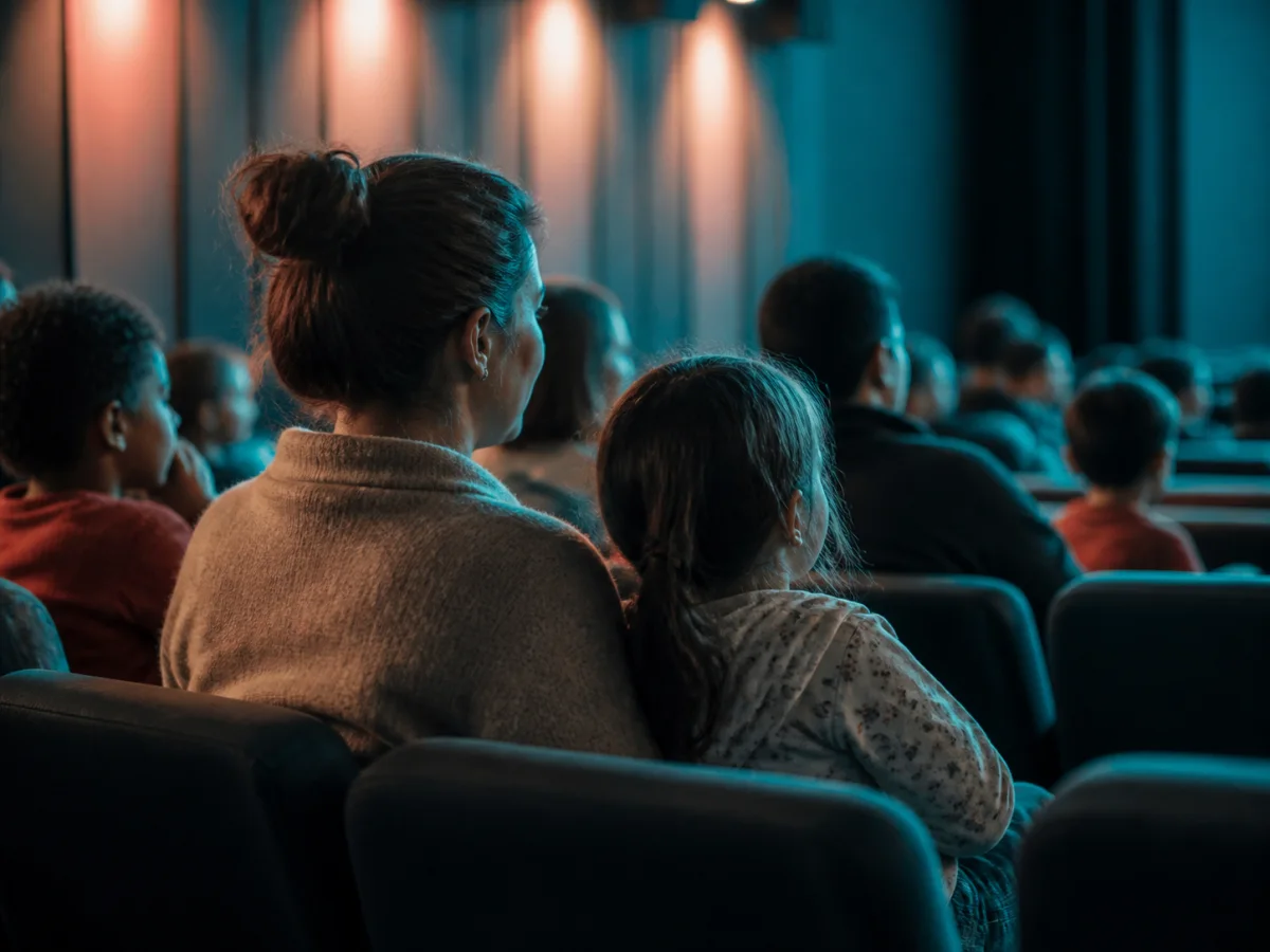 Une famille profitant d’une séance de cinéma dans un cadre accueillant